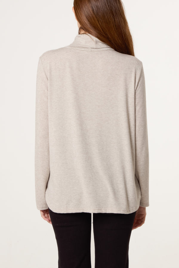 Qed London Fine Knit Roll Neck Jumper With Necklace