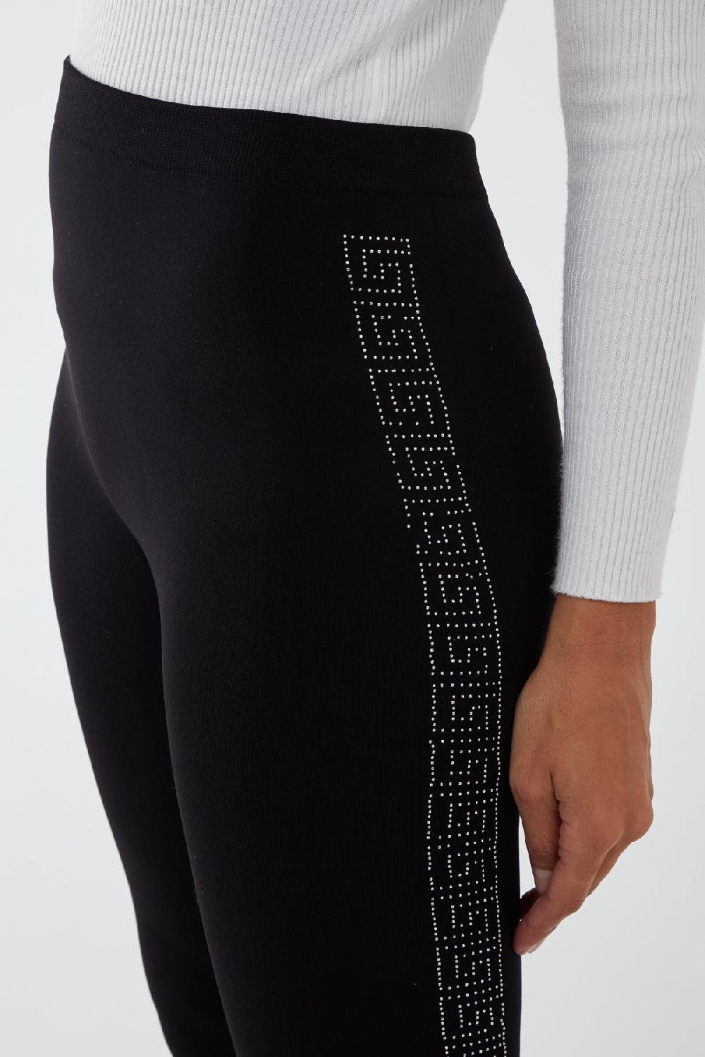 Qed London Fleece Lined Leggings With Side Geometric Diamante Pattern