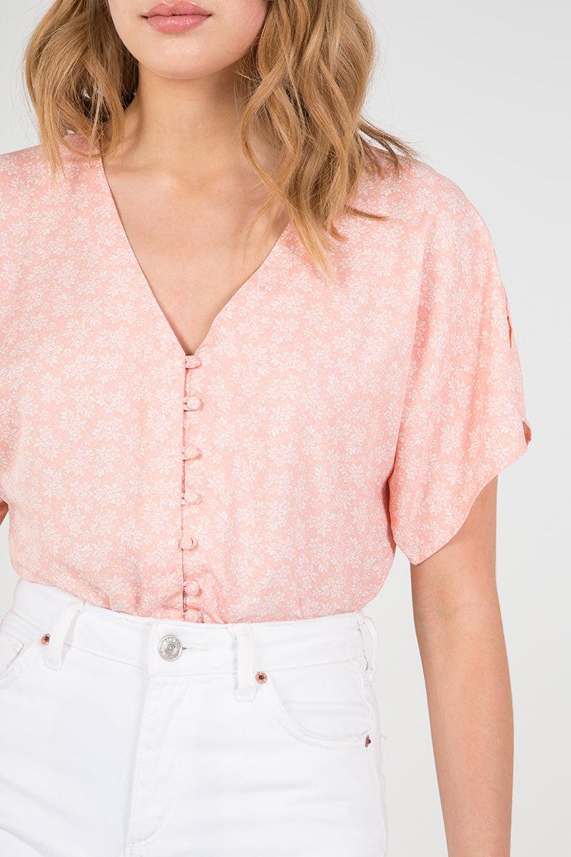 Qed London Floral Kimono Sleeve Button Through Bodysuit