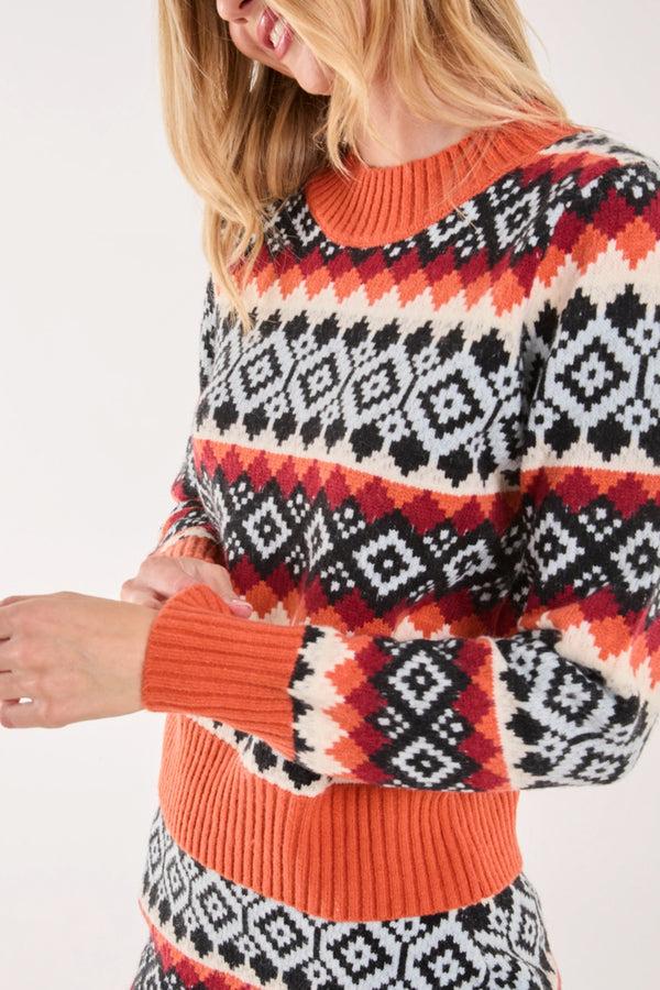 Qed London Geometric Print Knitted Jumper & Skirt Set