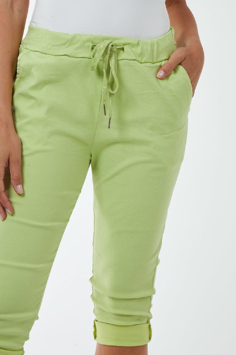 Qed London Glitter Drawstring Pocket Capri Trousers