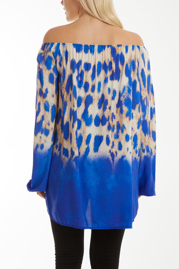 Qed London Gypsy A Line Leopard Ombre Effect Bardot