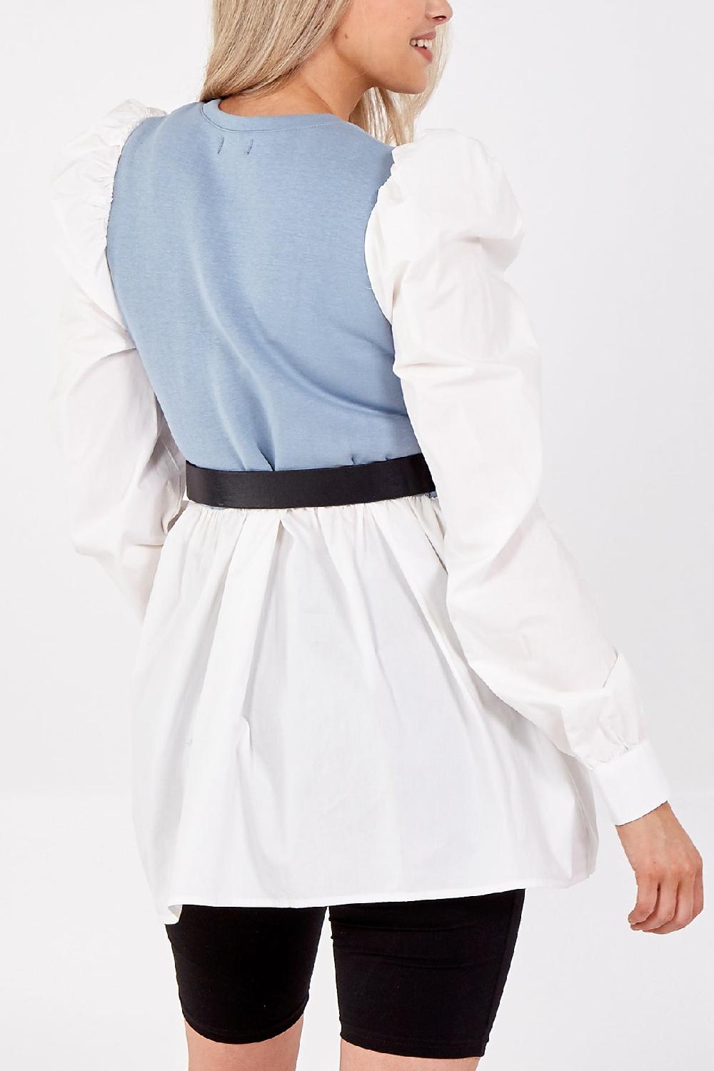 Qed London Knit Vest With Belted Puff Sleeve Undershirt