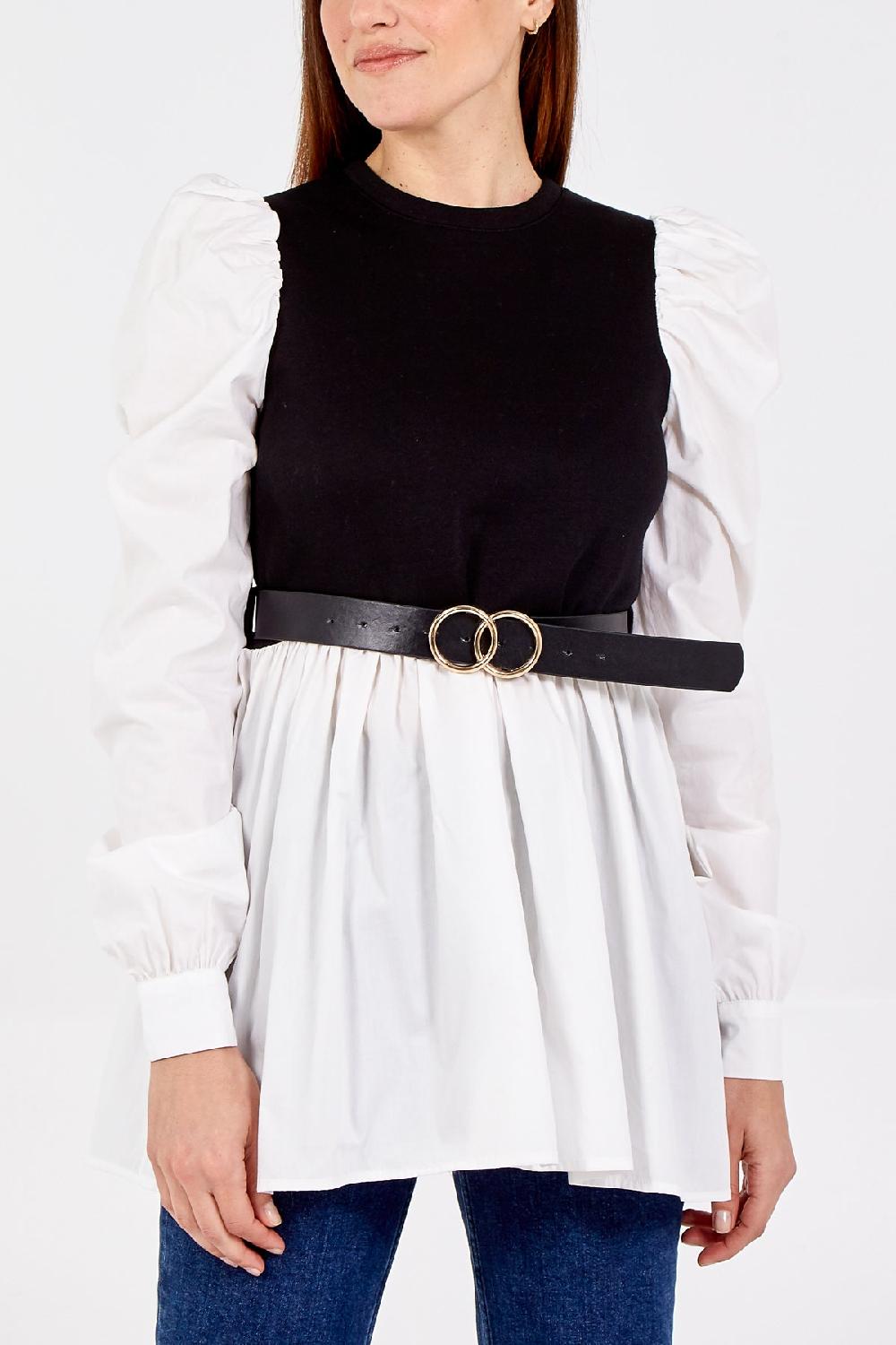 Qed London Knit Vest With Belted Puff Sleeve Undershirt