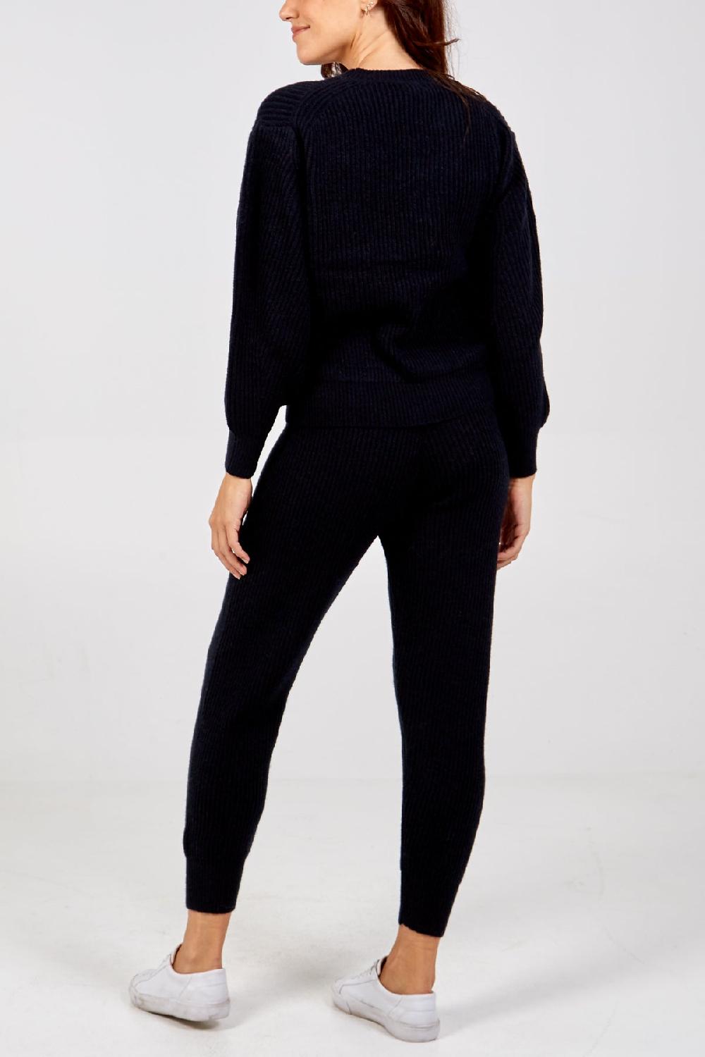 Qed London Knitted Round Neck Jumper And Jogger Set