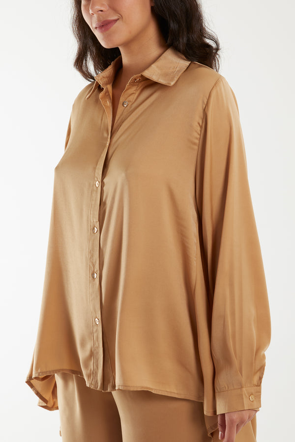 Qed London Lightweight Shirt & Wide Leg Trouser Co-Ord