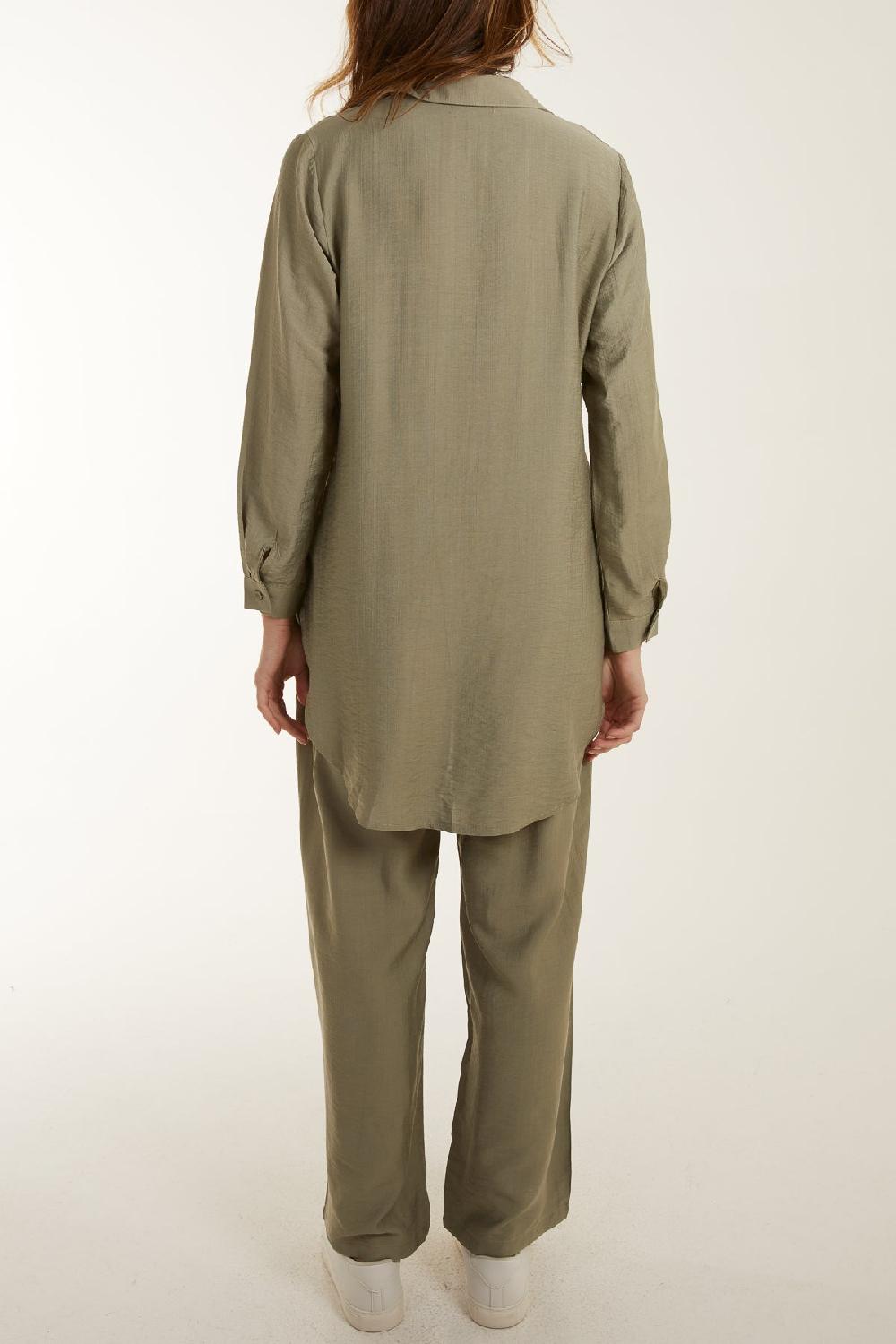 Qed London Lightweight Shirt & Wide Leg Trouser Co-Ords