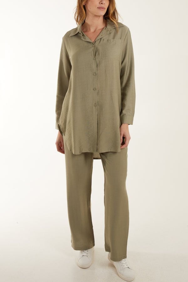 qed london Lightweight Shirt & Wide Leg Trouser Co-Ords
