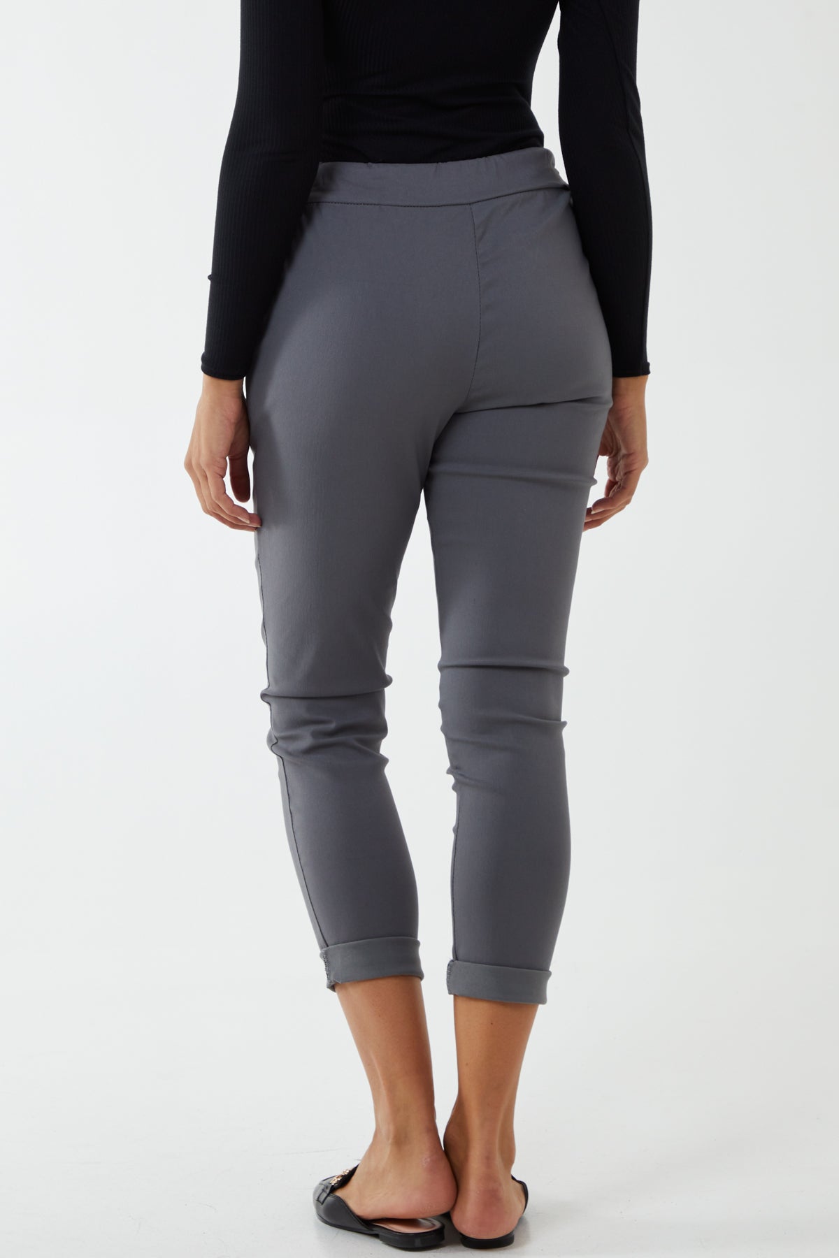 Qed London Magic Bengaline Super Stretch Black Drawstring Trousers