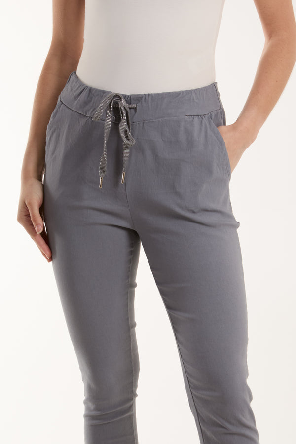 Qed London Magic Plain Super Stretch Crushed Trousers