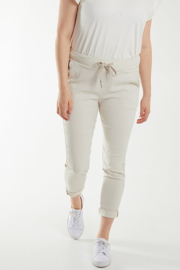 Qed London Magic Plain Super Stretch Crushed Trousers
