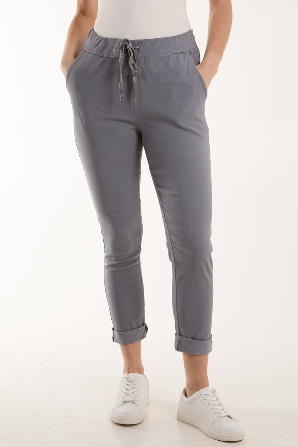 qed london Magic Plain Super Stretch Crushed Trousers