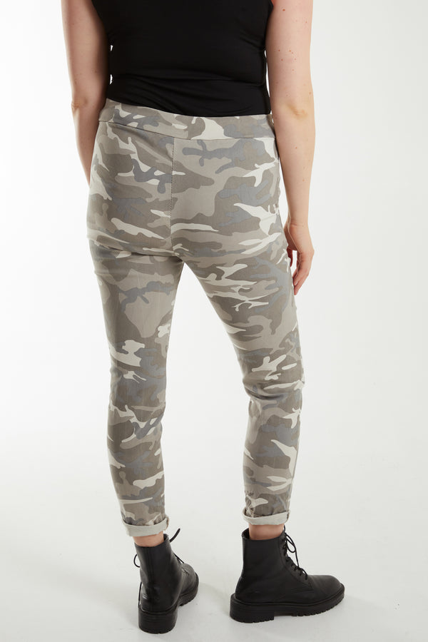Qed London Magic Super Stretch Camouflage Print Trousers