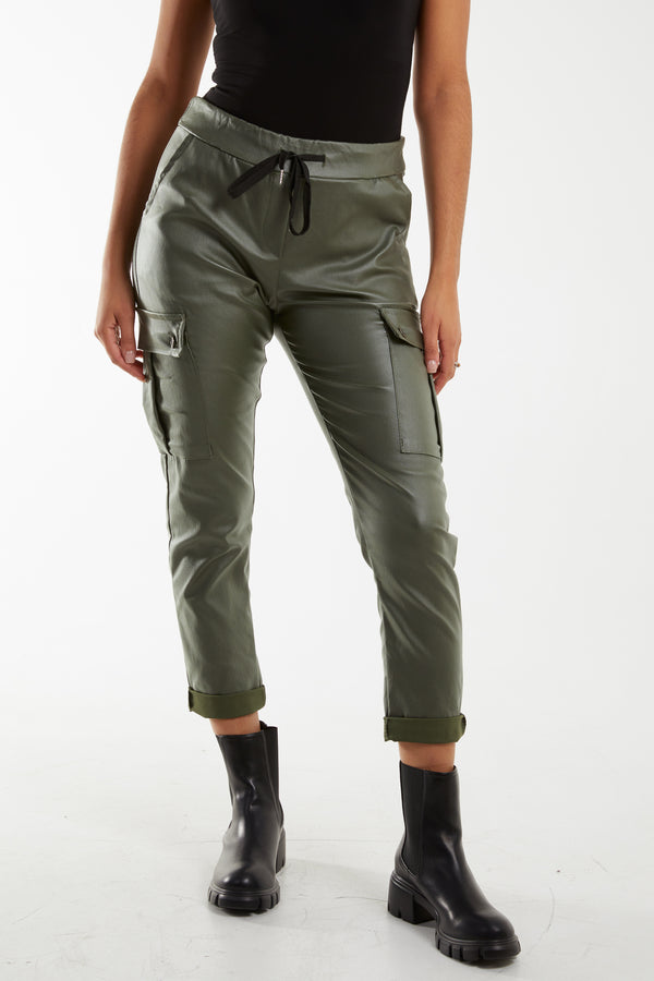 qed london Magic Super Stretch Coated Cargo Trouser