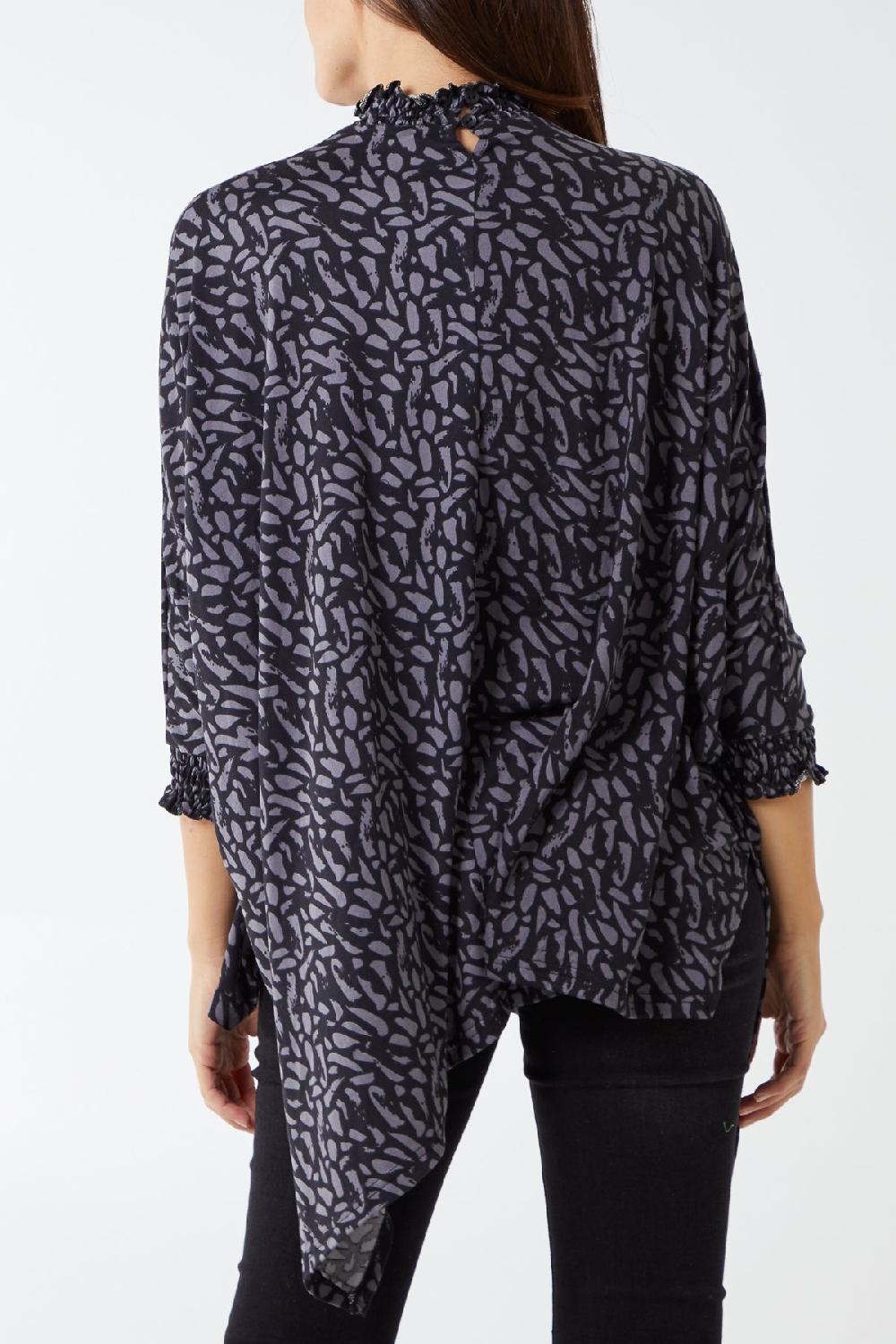 Qed London Mariana Dash Shirring Detail Asymmetric Oversized Top