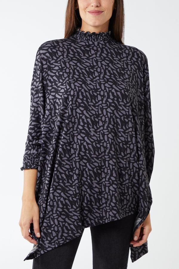 qed london Mariana Dash Shirring Detail Asymmetric Oversized Top