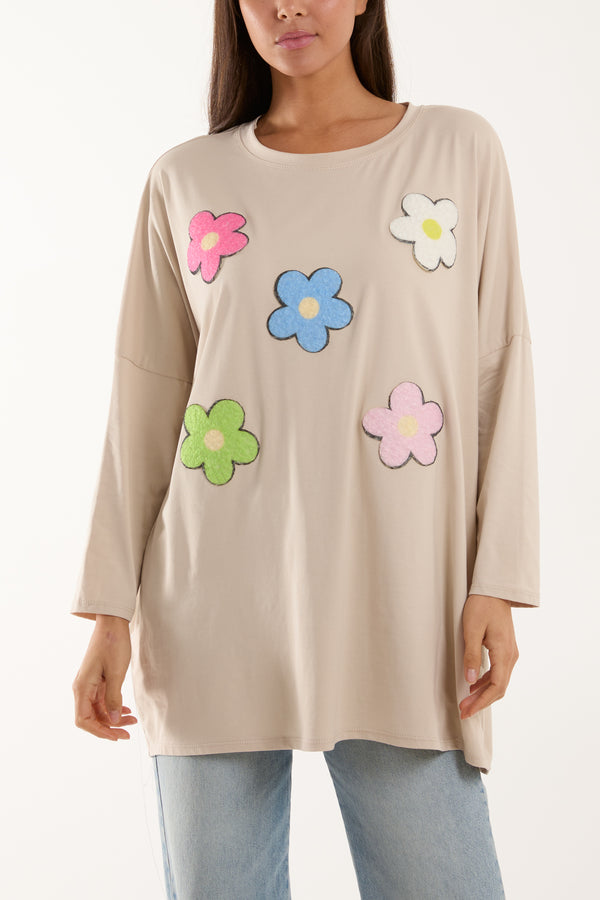 qed london Multicolour Fluffy Daisy Long Sleeve Top