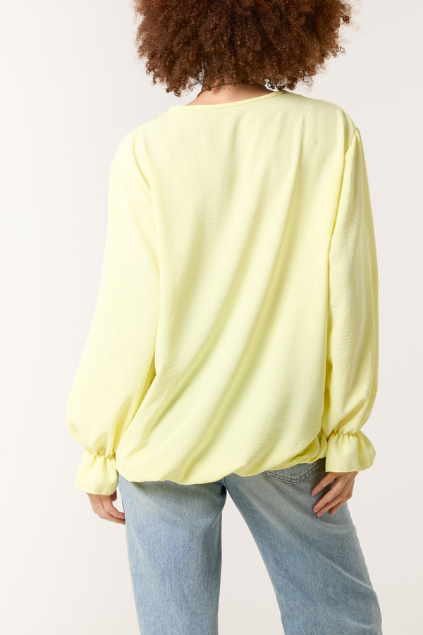 Qed London Necklace Sleeve Detail Bubble Hem Blouse