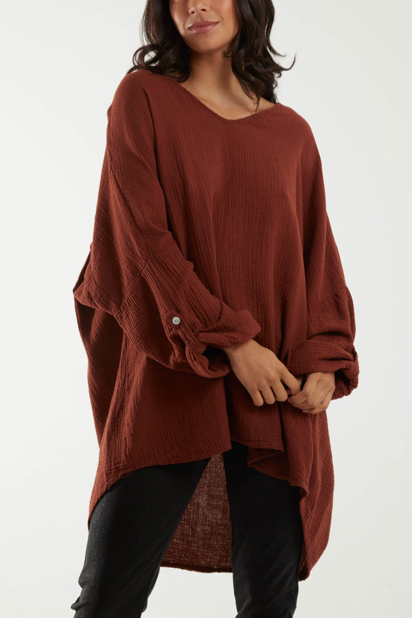 Qed London Oversized Cheesecloth Sequin "Love" Blouse