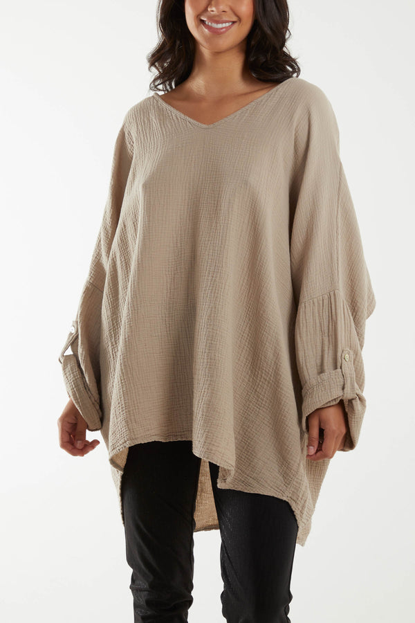 Qed London Oversized Cheesecloth Sequin "Love" Blouse