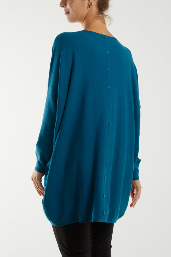 Qed London Pocket Front Button Back Tortoiseshell Jumper