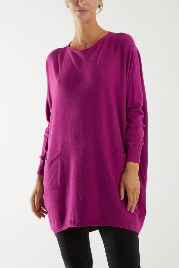 Qed London Pocket Front Button Back Tortoiseshell Jumper