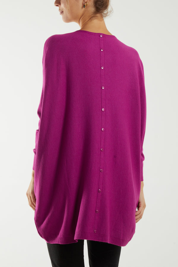 Qed London Pocket Front Button Back Tortoiseshell Jumper