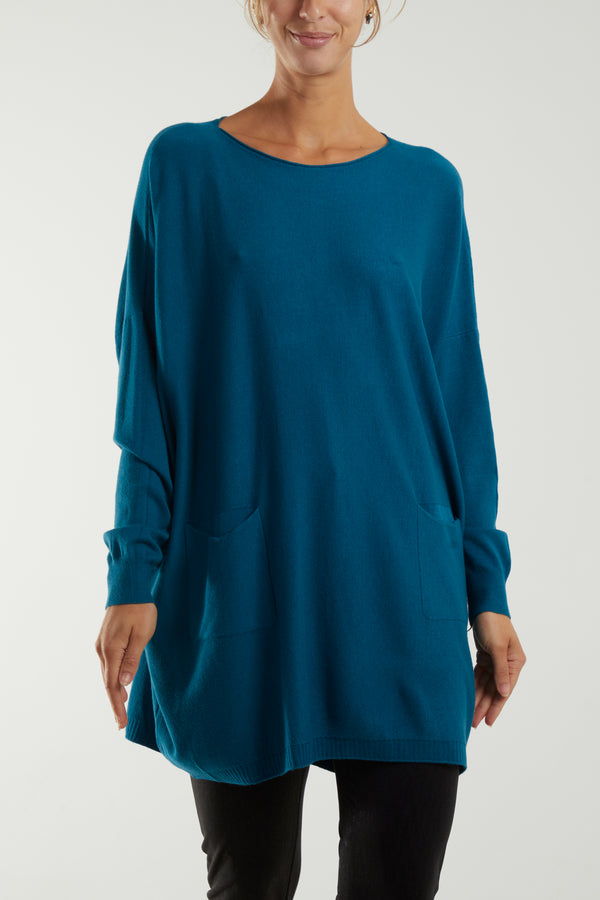 qed london Pocket Front Button Back Tortoiseshell Jumper