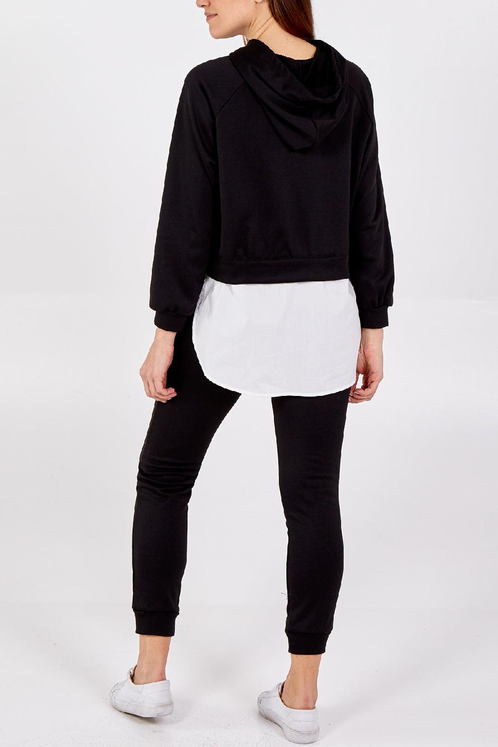 Qed London Pullover Hoodie With Undershirt And Cuffed Jogger