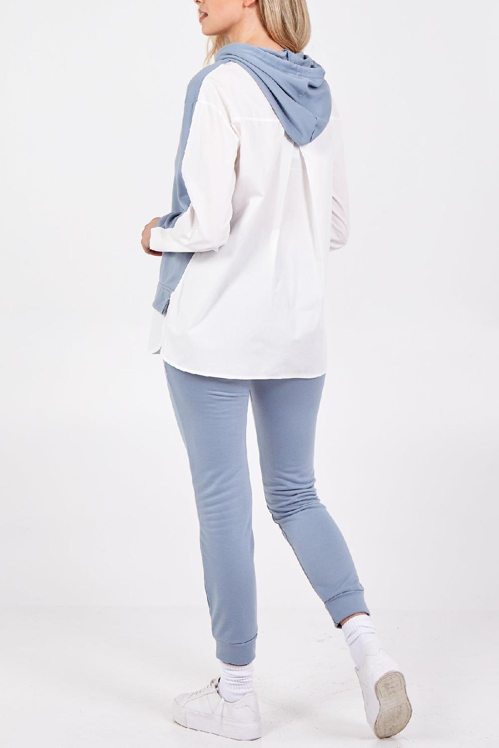 Qed London Pullover Sweatshirt Hoodie W/ White Undershirt