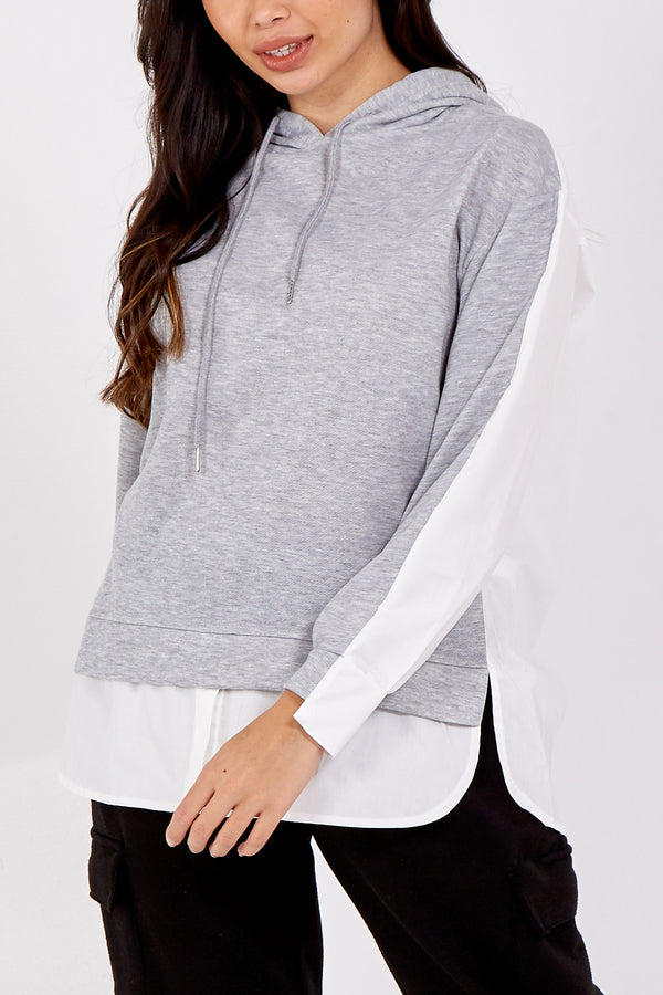 qed london Pullover Sweatshirt Hoodie w/ White Undershirt
