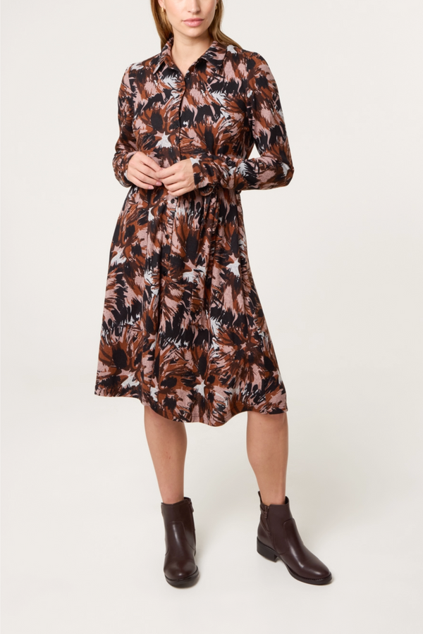 qed london Abstract Belted Shirt Midi Dress