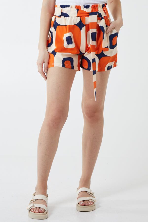 qed london Abstract Belted Shorts