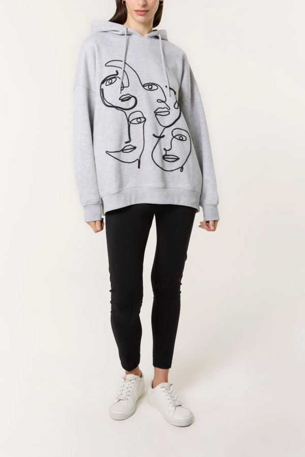 Qed London Abstract Face Hoodie