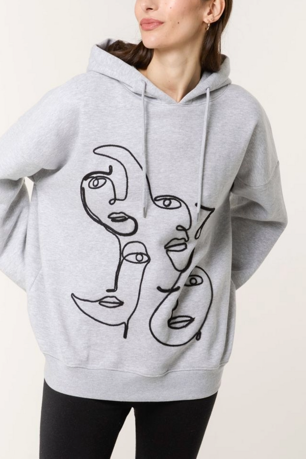 qed london Abstract Face Hoodie