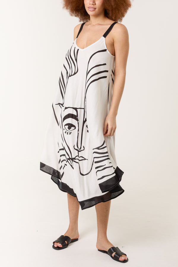 Qed London Abstract Face Relaxed Strappy Dress