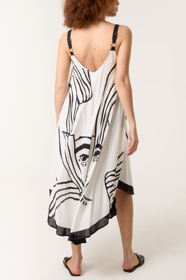 Qed London Abstract Face Relaxed Strappy Dress