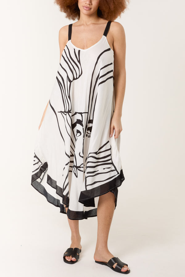 qed london Abstract Face Relaxed Strappy Dress