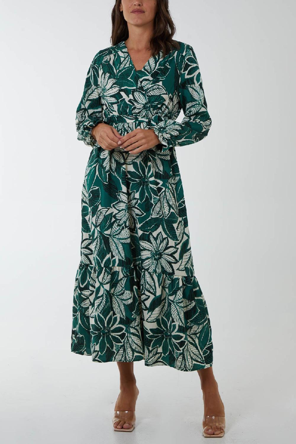 Qed London Abstract Floral Belted Maxi Dress