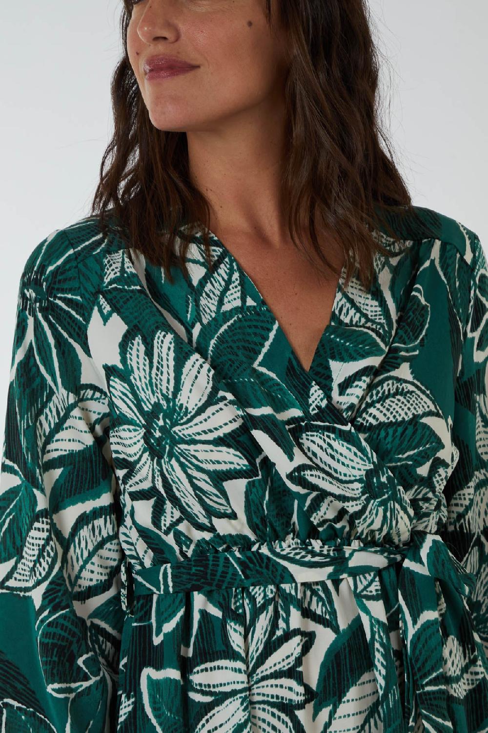 Qed London Abstract Floral Belted Maxi Dress