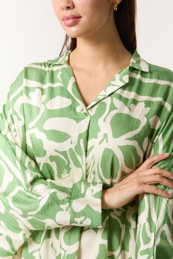 Qed London Abstract Floral Collared Maxi Dress