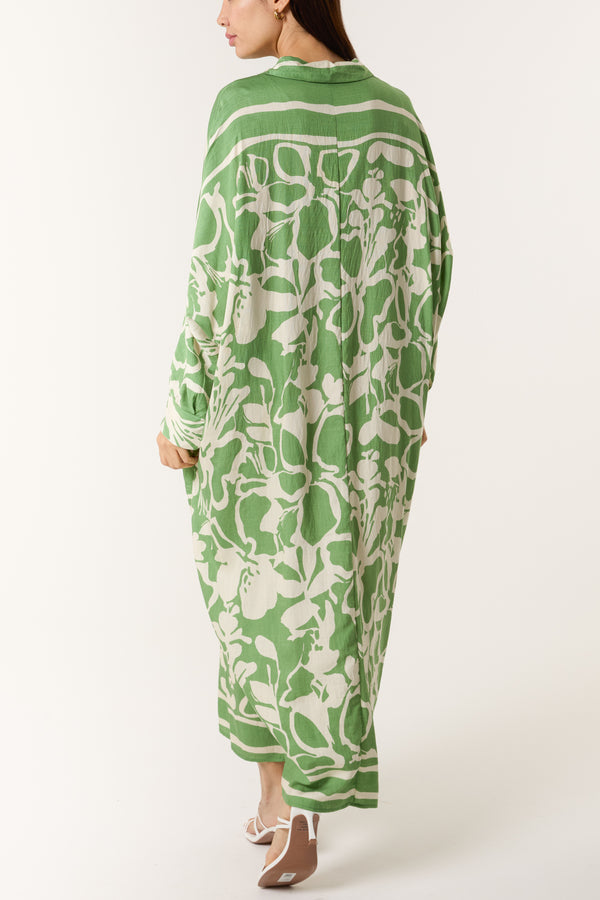 Qed London Abstract Floral Collared Maxi Dress