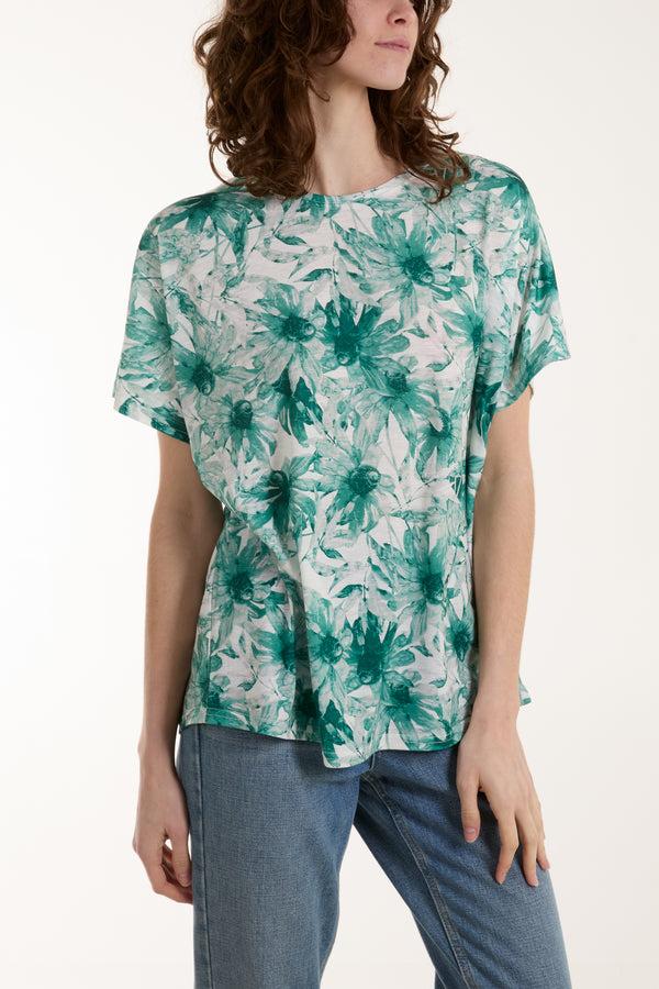 Qed London Abstract Floral Print Tee