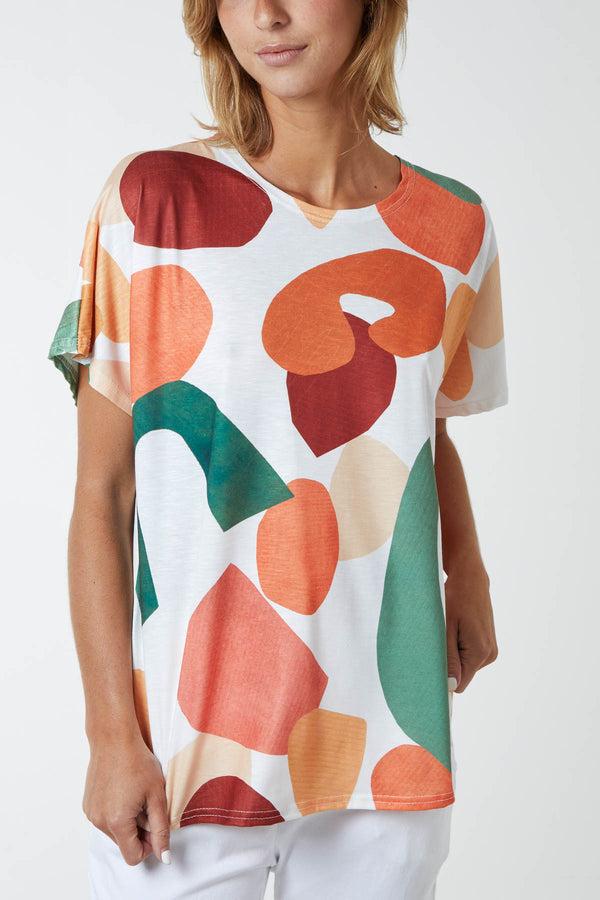 qed london Abstract Geometric Print Tee