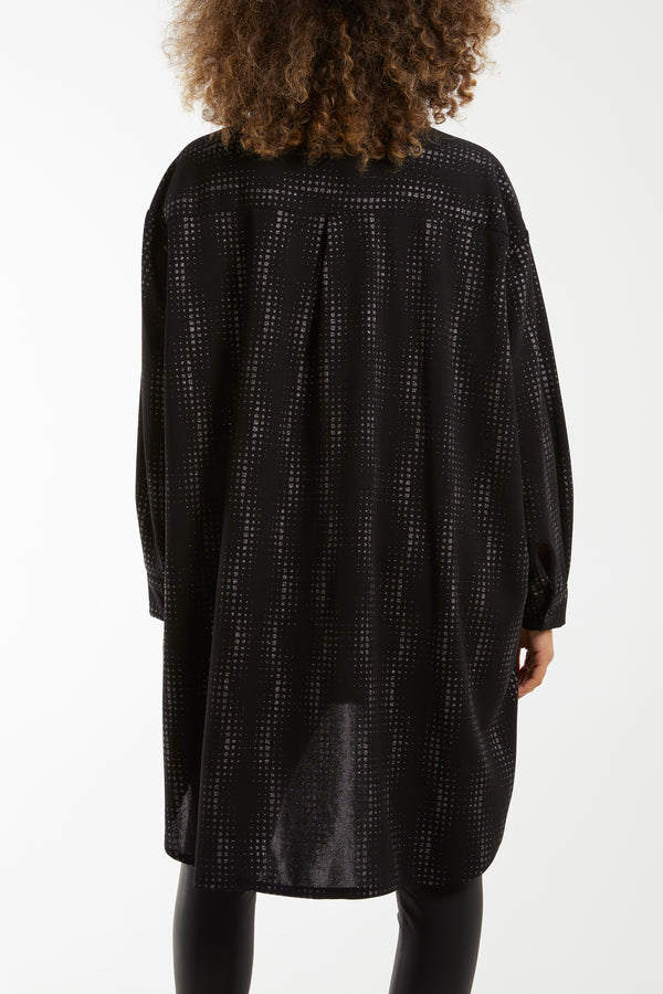 Qed London Abstract Glitter Pattern Oversize Shirt