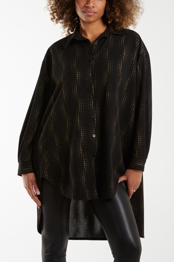 Qed London Abstract Glitter Pattern Oversize Shirt
