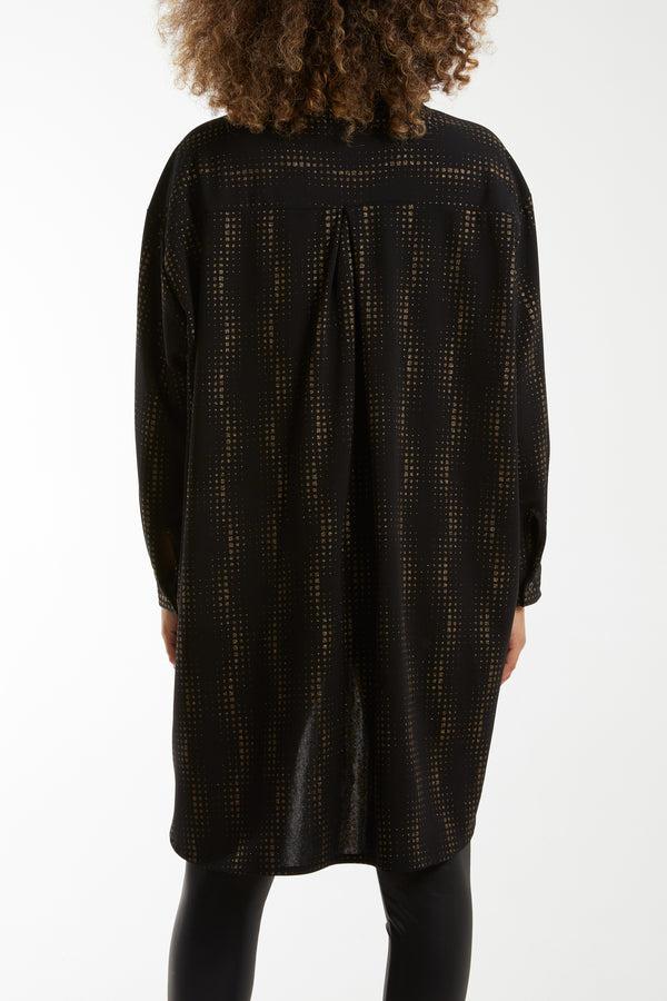 Qed London Abstract Glitter Pattern Oversize Shirt