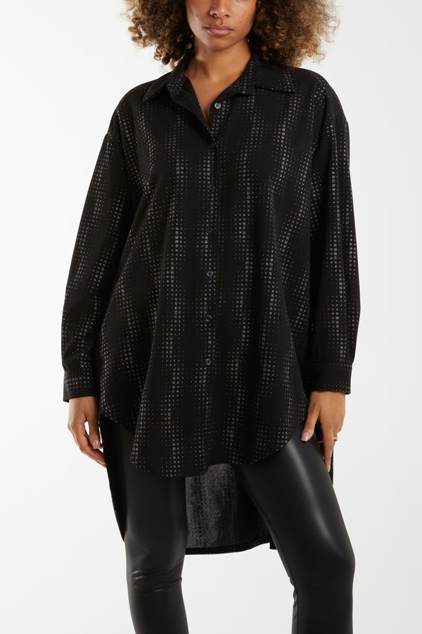 qed london Abstract Glitter Pattern Oversize Shirt
