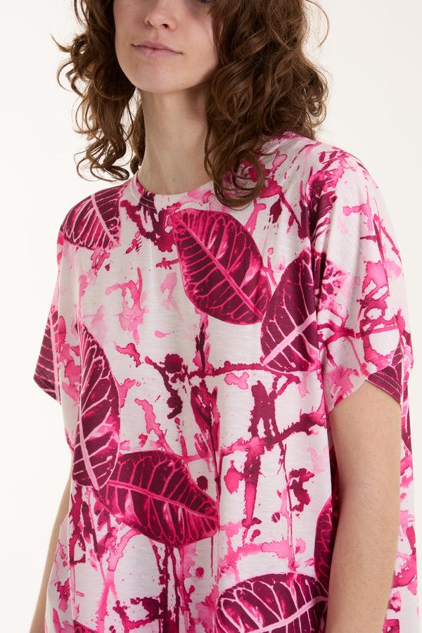 Qed London Abstract Leaf & Paint Splatter Print Tee