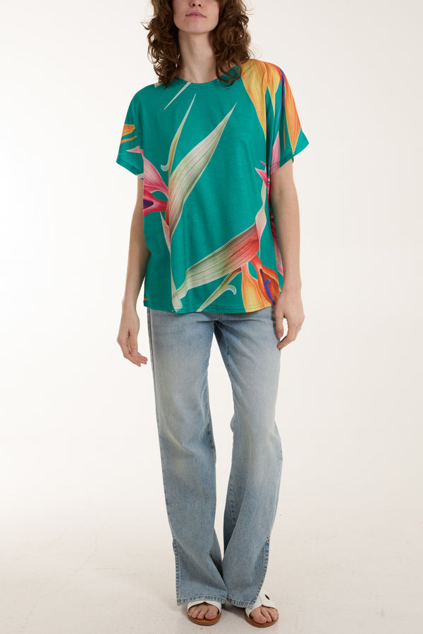 Qed London Abstract Leaf Print Tee